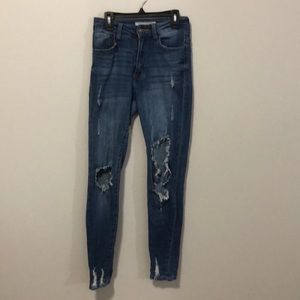 High Wasted Distressed Skinny Jeans